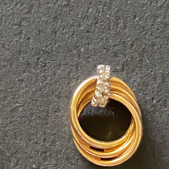 14 Kt Gold earrings with diamond - Picture 4 of 7